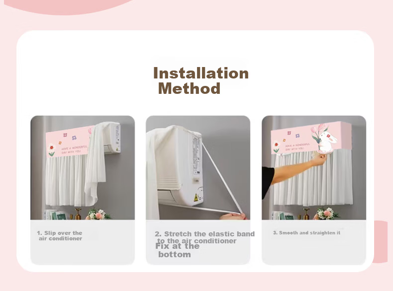 Gusenzhe Air Conditioner Cover, Dust Cover for Wall-Mounted Units, Universal Anti-Direct Blowing Windshield Cover, Air Outlet Windshield Cover, Postpartum And Infant Windproof Cover, Thickened Double-Layer Long Mesh, 94CM Inner 14