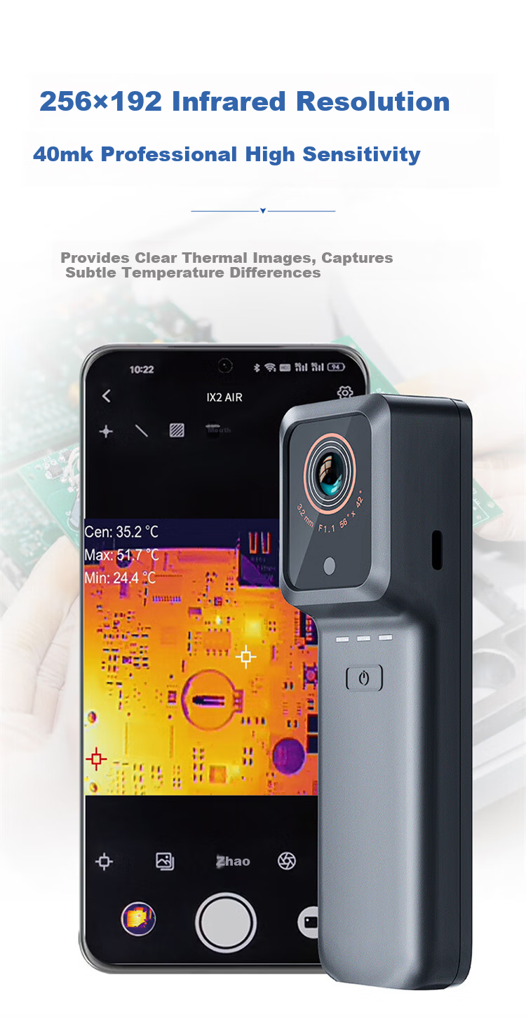 RAYTHINK Thermal Imaging Camera, Mobile Infrared Thermal Imager, Night Vision Device, Industrial Temperature Meter, Power Patrol Detector Leak Meter IX2 AIR 5