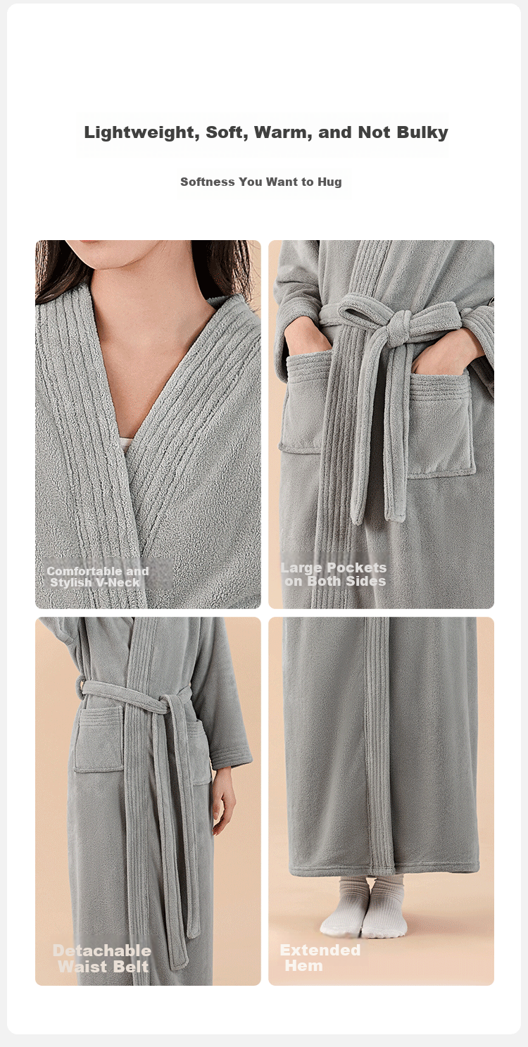 Sanli New Autumn Winter Home Bathrobe Women Milk Velvet Men Couple Pajama Set Extended Thickened Robe 185cm 15