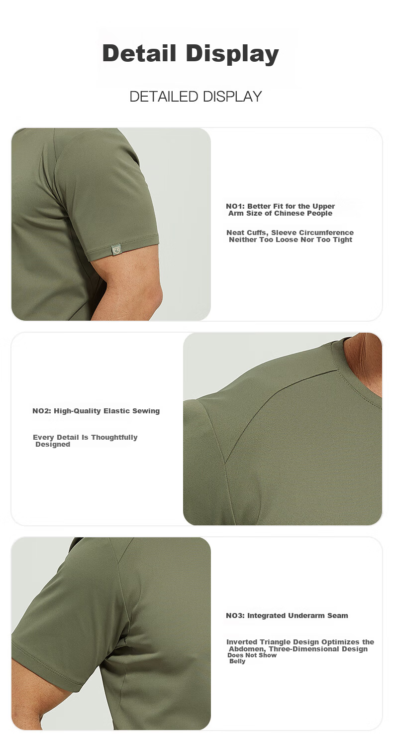 Free Soldier Lingyi Crew Neck Quick-Dry T-Shirt Spring Summer Outdoor Sports Running Fitness Breathable Moisture-Wicking Short Sleeve Gray 3XL 10