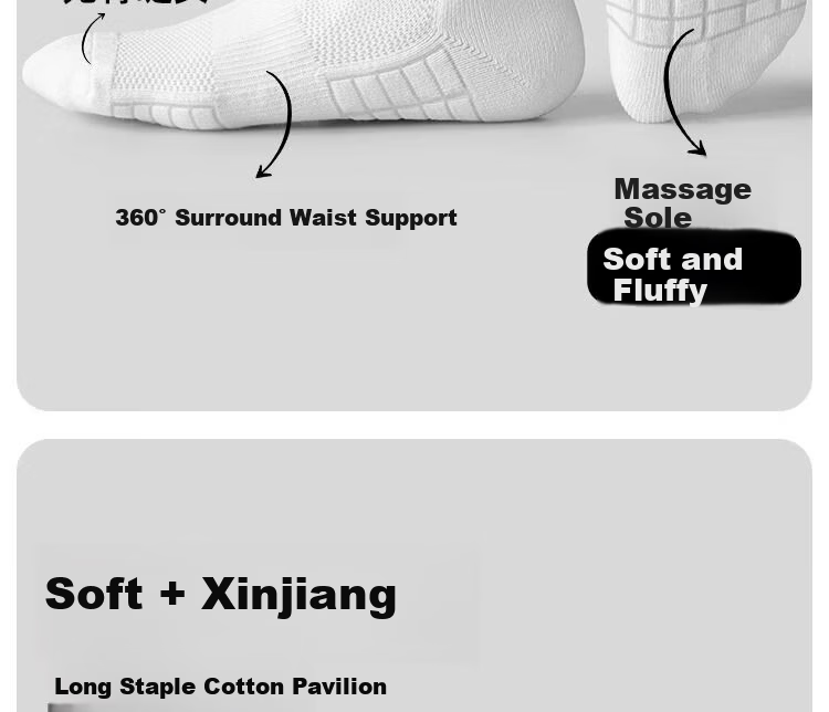 Warrior Sports Socks for Men, Short Tube Socks, Solid Color Xinjiang Cotton 7A Antibacterial Deodorant Towel Bottom Running Shock-Absorbing Sweat-Absorbing Wear-Resistant 7