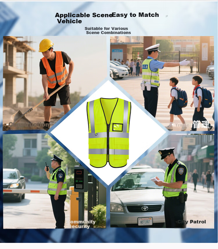 Laurie Reflective Safety Vest High-Visibility Workwear for Sanitation Construction Emergency Traffic Warning Uniform Customizable with Printing, Multi-Pocket Fluorescent Green, One Size 12