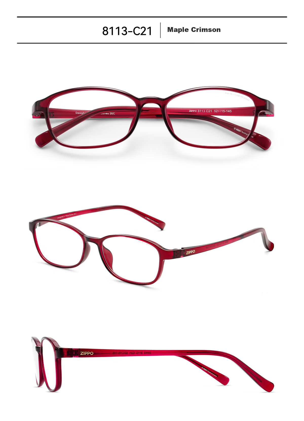 ZIPPO US Anti-Blue Light Reading Glasses Unisex Japanese Ultra-Light Imported Material HD Lenses Gift 8113 Back to School 23