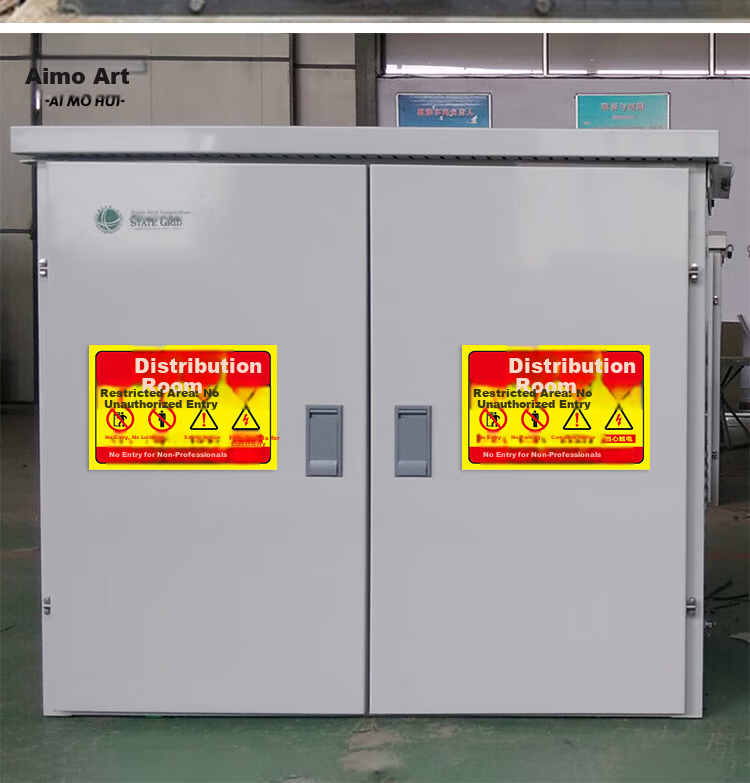AimoHui Electrical Room Warning Sign No Unauthorized Entry Safety Warning Beware of Electric Shock Waterproof Self-Adhesive 30x20cm Pack of 5 4