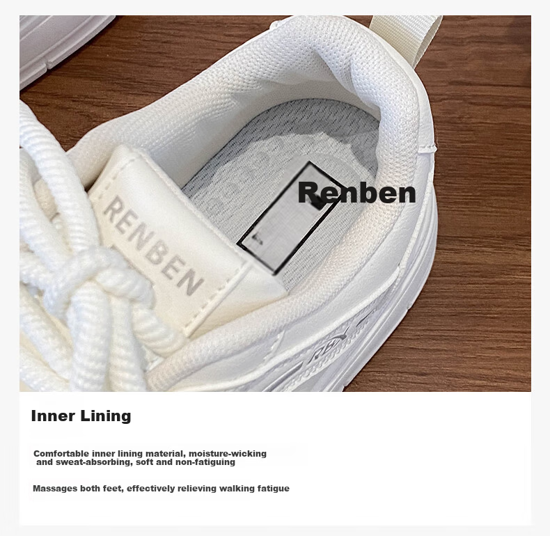 RENBEN Black Thick Sole Niche Sneakers Women 2026 Trending High-Value Student Versatile Hong Kong Style Small Black Shoes Female 4