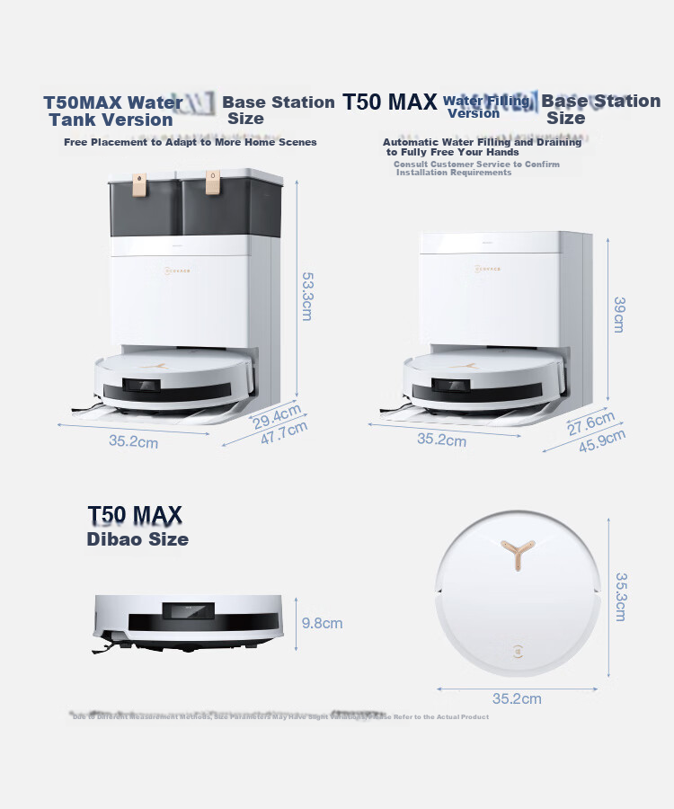 Ecovacs T50 MAX Robot Vacuum Cleaner and Mop Combo with Automatic Cleaning, Smart Home Hair Tangle-Free Ultra-Thin Water Tank Version (Supports HarmonyOS) - Mother's Day Gift 5