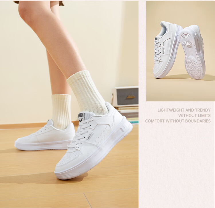 361° Qinghe 2 New Trendy Platform Leather Casual Sneakers Women's White Shoes 682636618-4 19