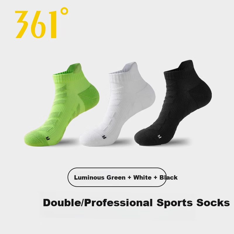 361° Men's Sports Breathable Sweat-Absorbing Shock-Absorbing Non-Slip Running Marathon Socks Mixed Colors - 3 Pairs One Size