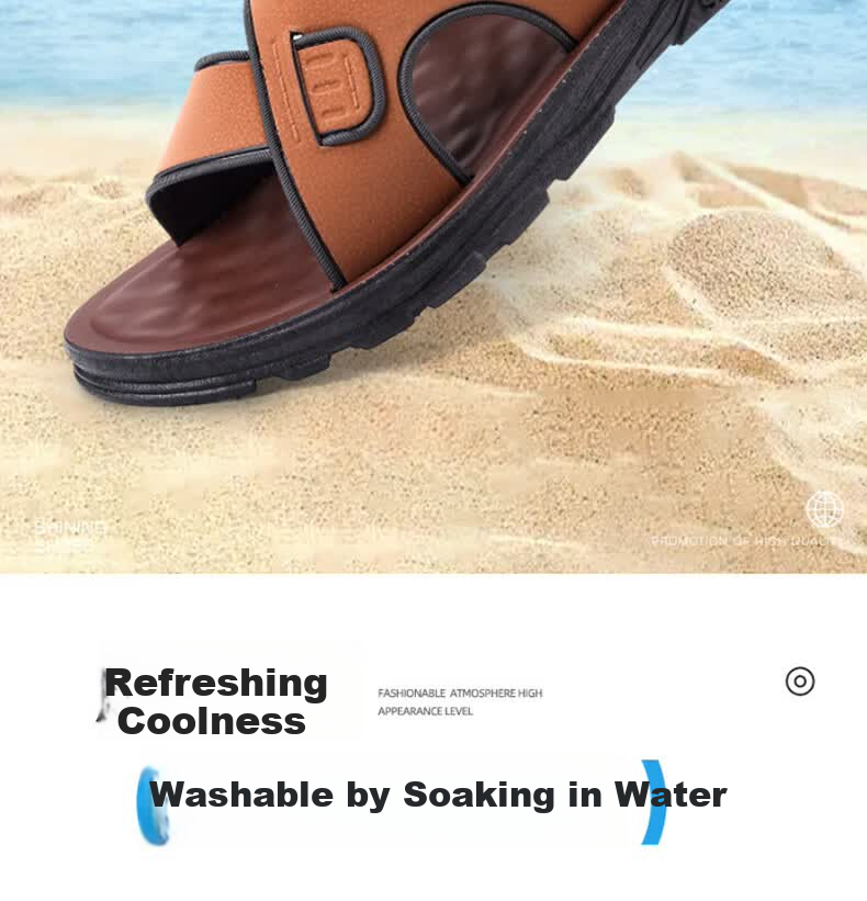 FOOTOPPO Men's Sandals 2026 Summer Non-Slip Beach Shoes Premium Leather Men's Dual-Purpose Sandals and Slippers 2