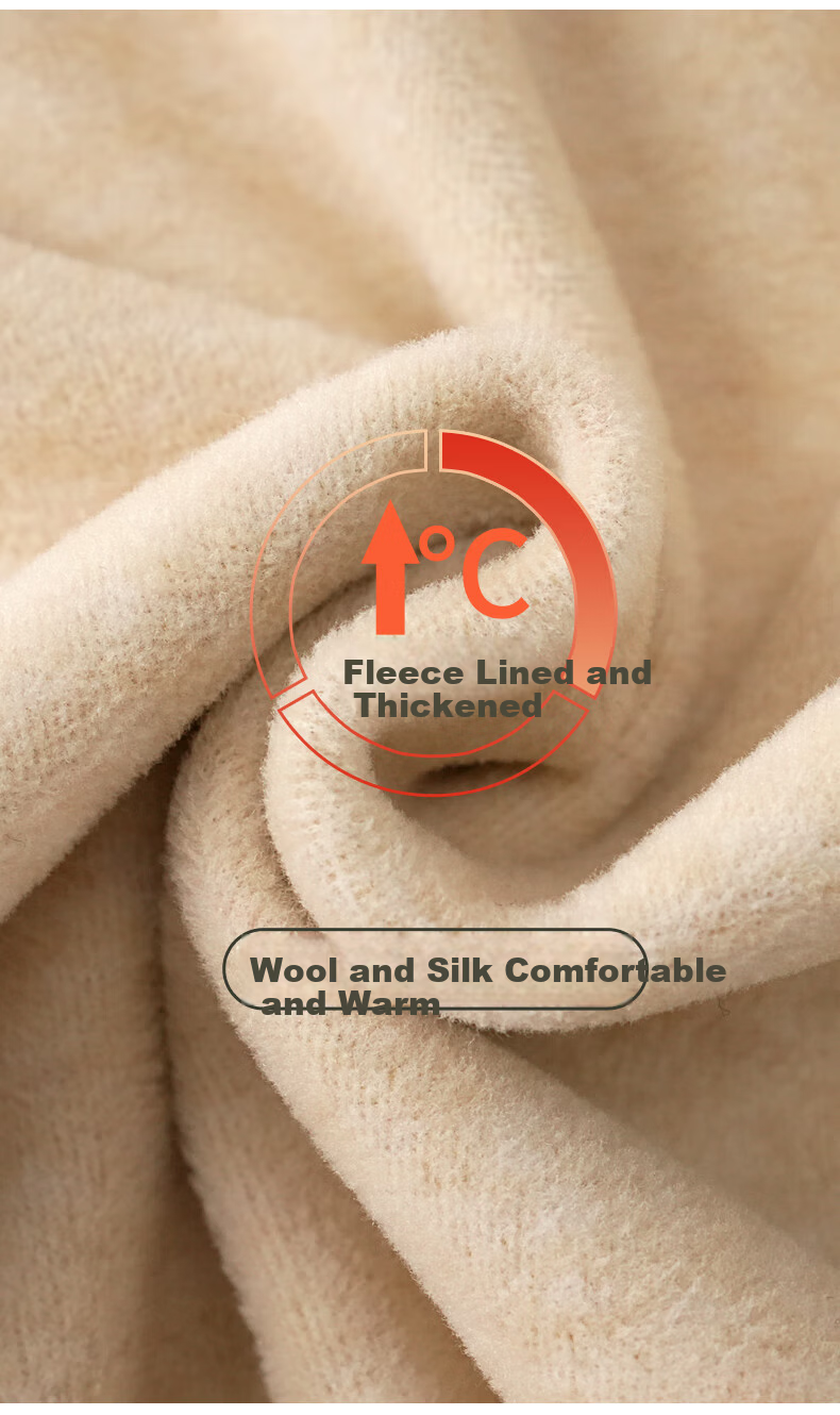 SNOWFLYING Men's Thermal Underwear 100% Wool Filled Patch Autumn Winter Fleece Thickened Set 2