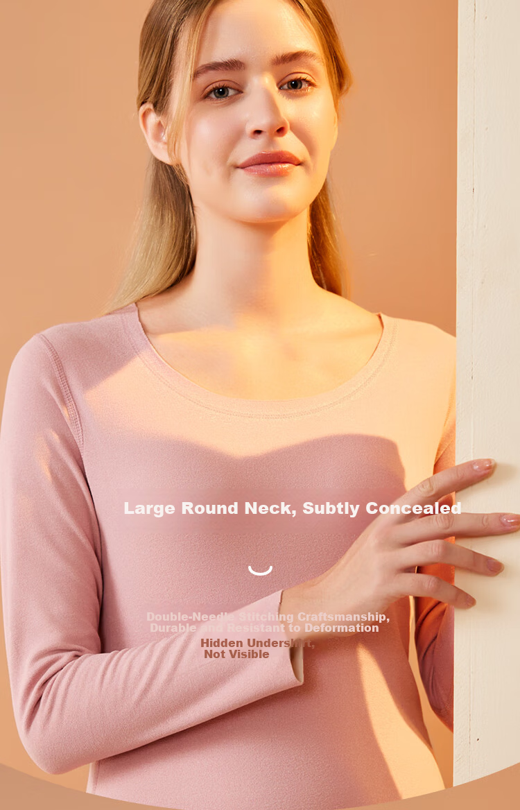 Hodo Home Antibacterial Thermal Underwear Women De Rong Seamless Customizable AB Side Autumn Shirt and Pants Double-Sided Brushed Thin Fleece Set 9