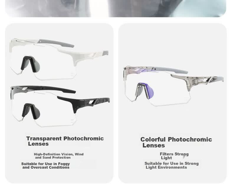 Peak Cycling Glasses Unisex Day and Night Photochromic Outdoor Riding Mountaineering Windproof Goggles Color-Changing Gray Frame 9