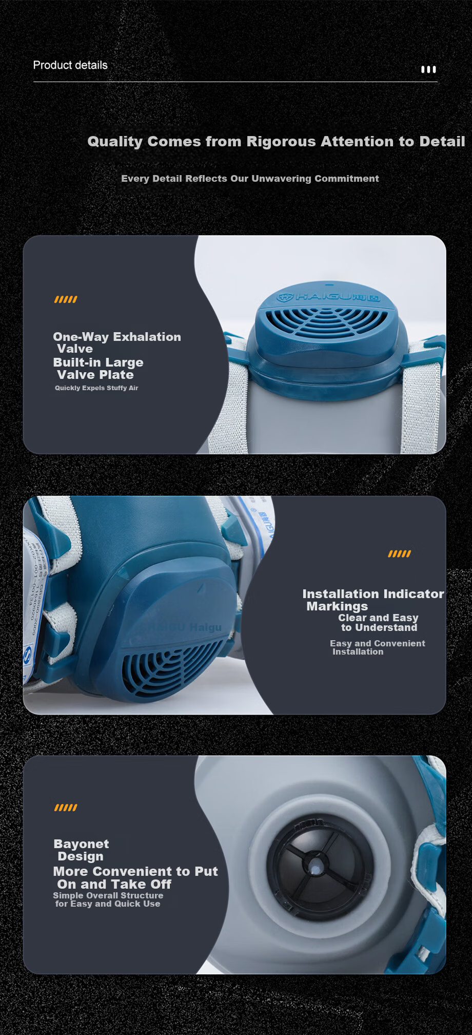 HAI GU HG-600 Silicone Half Face Gas Mask Respirator Acidic Organic CO Formaldehyde Toxic Gas Protection Half Mask 6