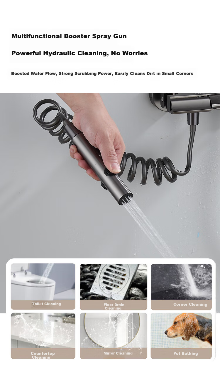 Platinum Pomelo Shower Set with Digital Display Ambient Light, Pressurized Showerhead Full Home Shower System, Piano Key Four-Function 8008 16