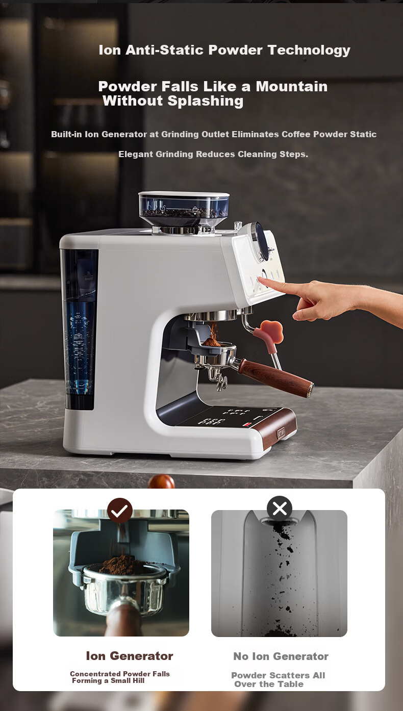 Lumo Cloud Eye Hot and Cold Dual Extraction Coffee Machine Home Mike Small Smart LCD Screen Dual Heating Semi-Automatic Italian Grinder Integrated Milk Frother Espresso Americano Coffee Maker 15