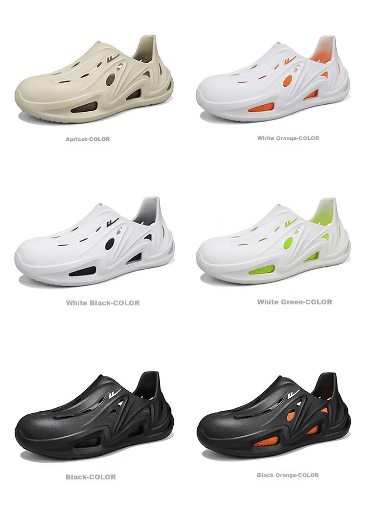 Warrior Official Men's Summer New Hole Shoes Non-slip Outdoor Beach Sandals White Black Size 44 3