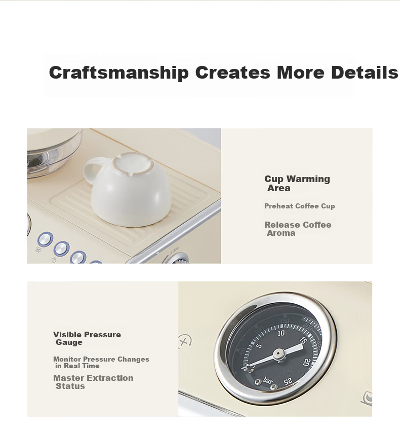 Kepura CP296 Cloud White Dual Pump Dual Boiler Espresso Coffee Machine Semi-Automatic Home Office Small Steam Milk Frother Grinder All-in-One (Cold Brew Version) 10