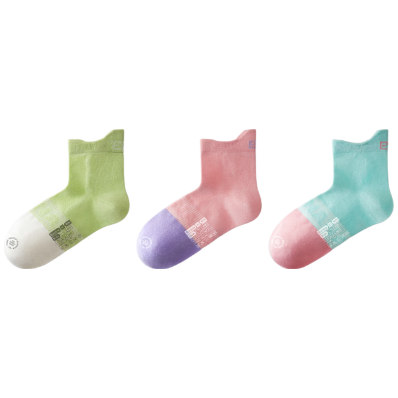 Bananain Xiaoliangpi Series 5 Kids Socks Unisex 7A Antibacterial Odor-Resistant Breathable Mesh Sports Soft Short Socks Summer 3 Pairs
