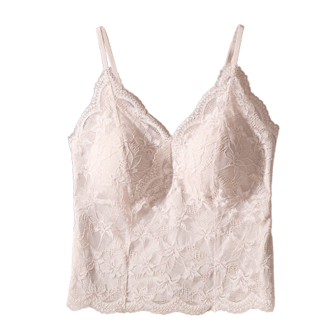 Herbal Original Color Women's French Lace Sexy Strap Camisole Summer Thin Backless Bra-Free Base Layer in Dusty Pink