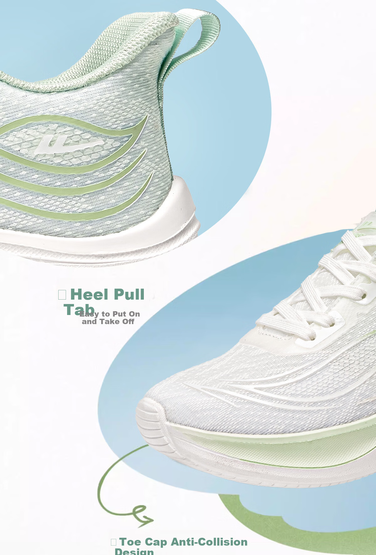 Warrior Women's Sports Shoes New Spring Summer Ultra-Light Soft Sole Shock Absorption Running Shoes Breathable Mesh Casual Shoes White Green Size 40 12