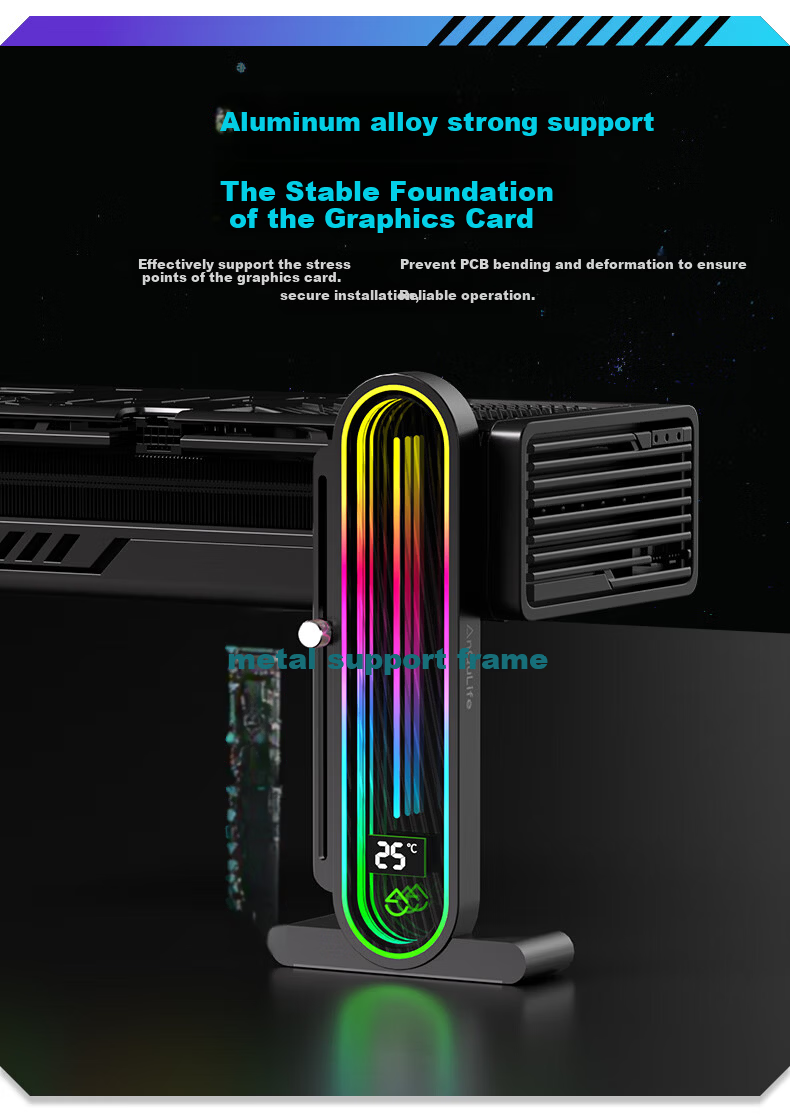 ANQULIFE Graphics Card Bracket ARGB Sync Magnetic Lens White Vertical Support Rod Seaside Room Figurine Desktop Computer Fan Compatible with 40 Series 50 Series AQ-B004 4