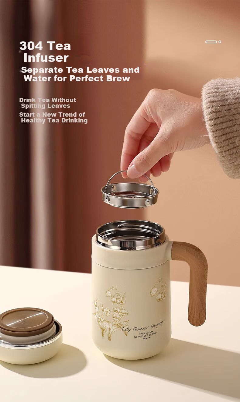 Mi Xiaoshu Insulated Water Bottle for Women High-Value Office Tea Separation Brewing Cup 316 Stainless Steel Nurse Mother's Day Gift 14