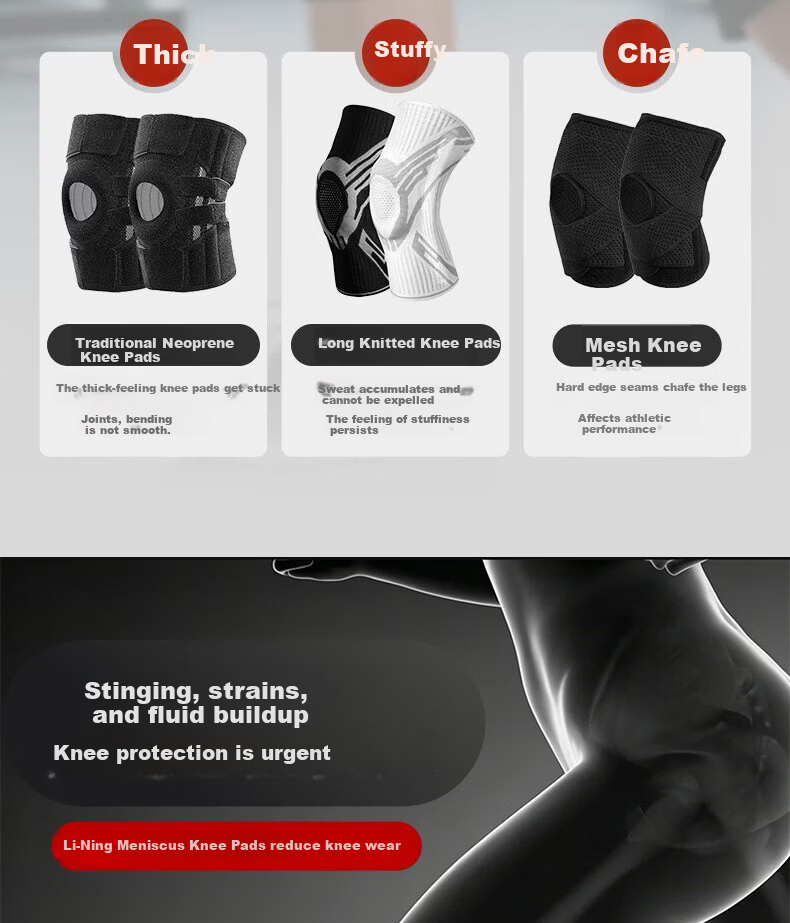 Li-Ning Knee Brace for Sports, Running, Men And Women, Meniscus Protection, Joint Support, Patellar Strap, Basketball, Soccer, Badminton, Hiking Protective Gear 5