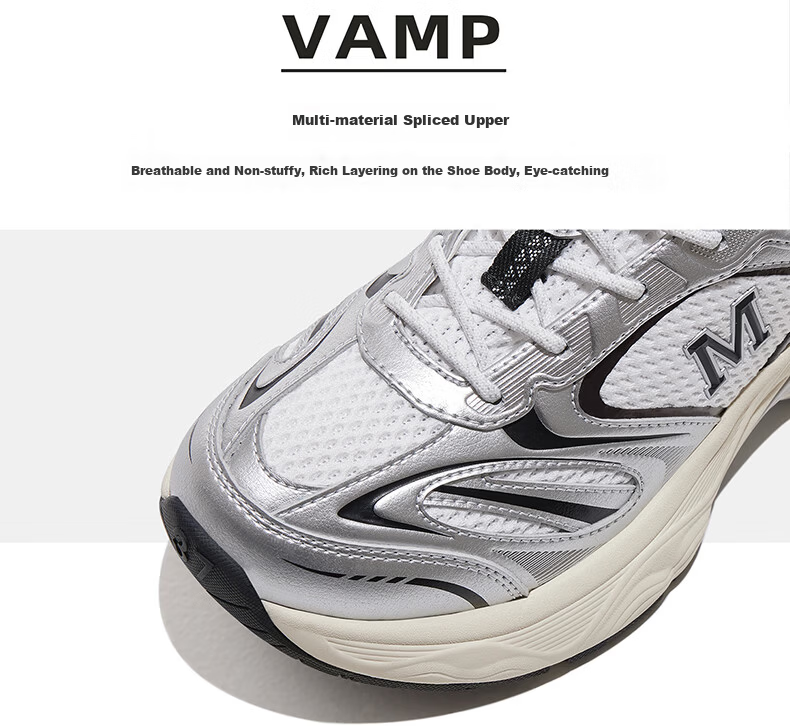 CAMEL Starry Sky 2nd Generation Women's Sports Breathable Casual Thick-Soled Dad Shoes K26B85L2034 White/Silver White Size 35 12