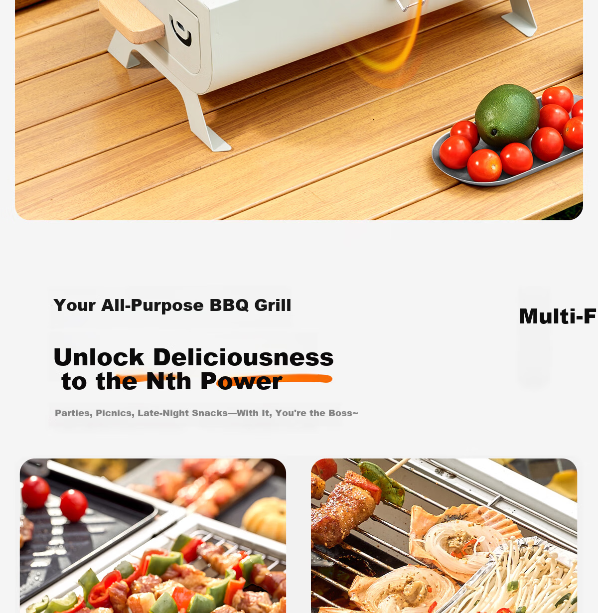 Beishanlang Outdoor Double-Sided Charcoal Grill Portable Home Patio Dual-Use BBQ Grill with Griddle SK263 13