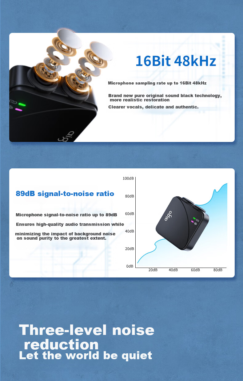 Aigo S31 Wireless Lavalier Microphone Live Streaming Recording Outdoor Short Video Douyin K-Song Mic AI Noise Reduction Mini Mic Charging Case Version One-to-Two New Product 12
