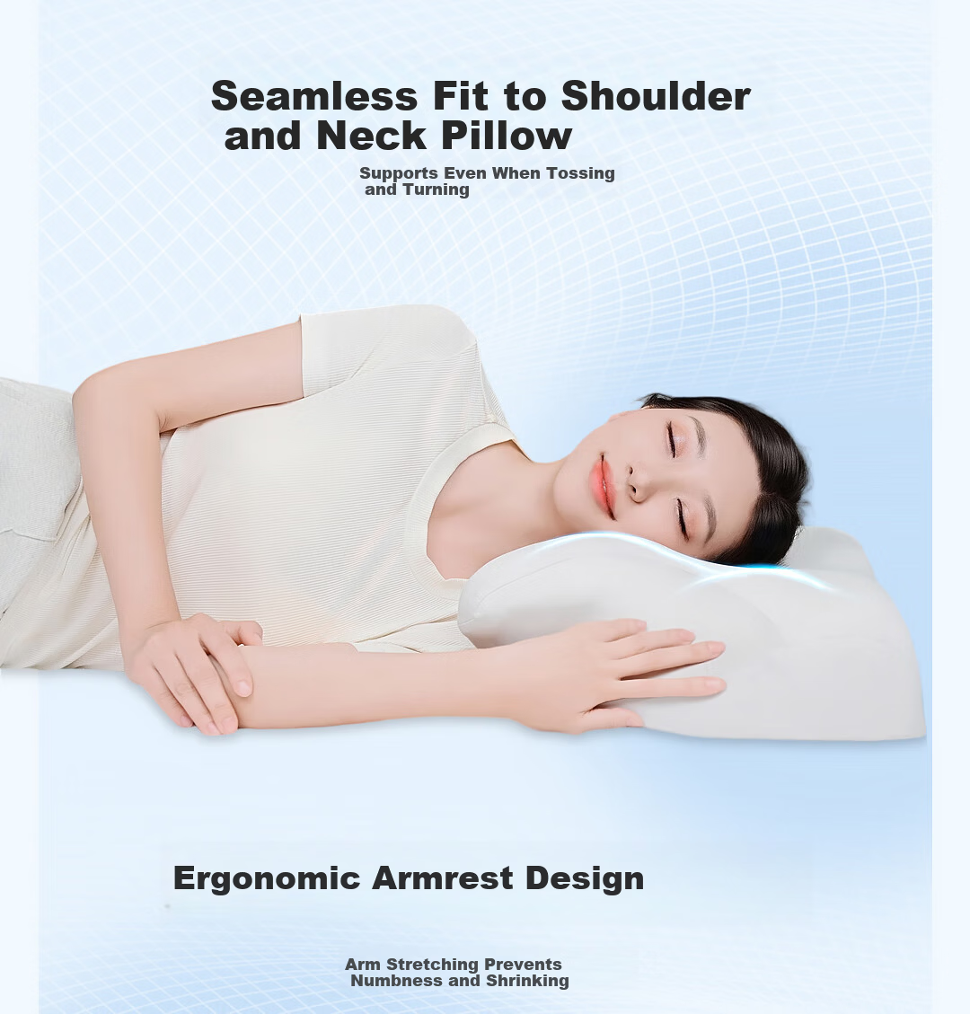 Haier Health Care Memory Foam Cloud Soft Contoured Cervical Pillow Zoned Soft Resilient Side Sleep Neck Support Memory Pillow 5
