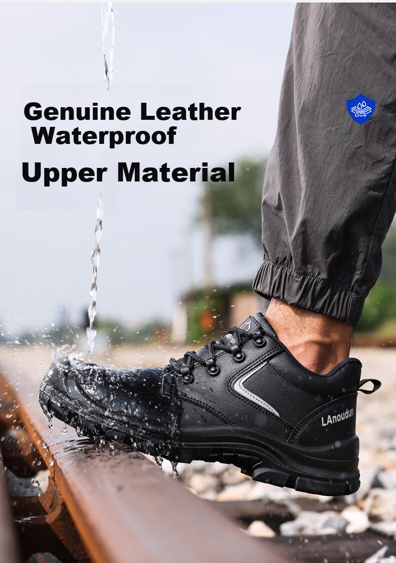 Blue Owl Shield Men's Insulated Waterproof Anti-Smash Toe Anti-Puncture Electrician Leather Safety Work Construction Shoes D301 Size 43 3
