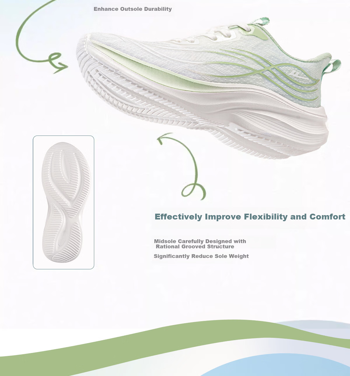 Warrior Women's Sports Shoes New Spring Summer Ultra-Light Soft Sole Shock Absorption Running Shoes Breathable Mesh Casual Shoes White Green Size 40 11