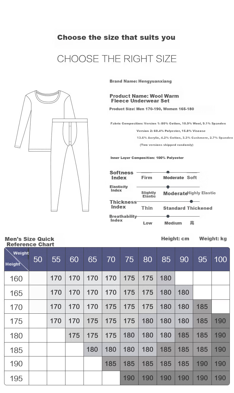 Hengyuanxiang [Wool Thickened] Thermal Underwear for Men, Fleece-Lined And Thickened Long Plush Autumn Top And Bottom Set, Suitable for Both Men And Women in Winter 6