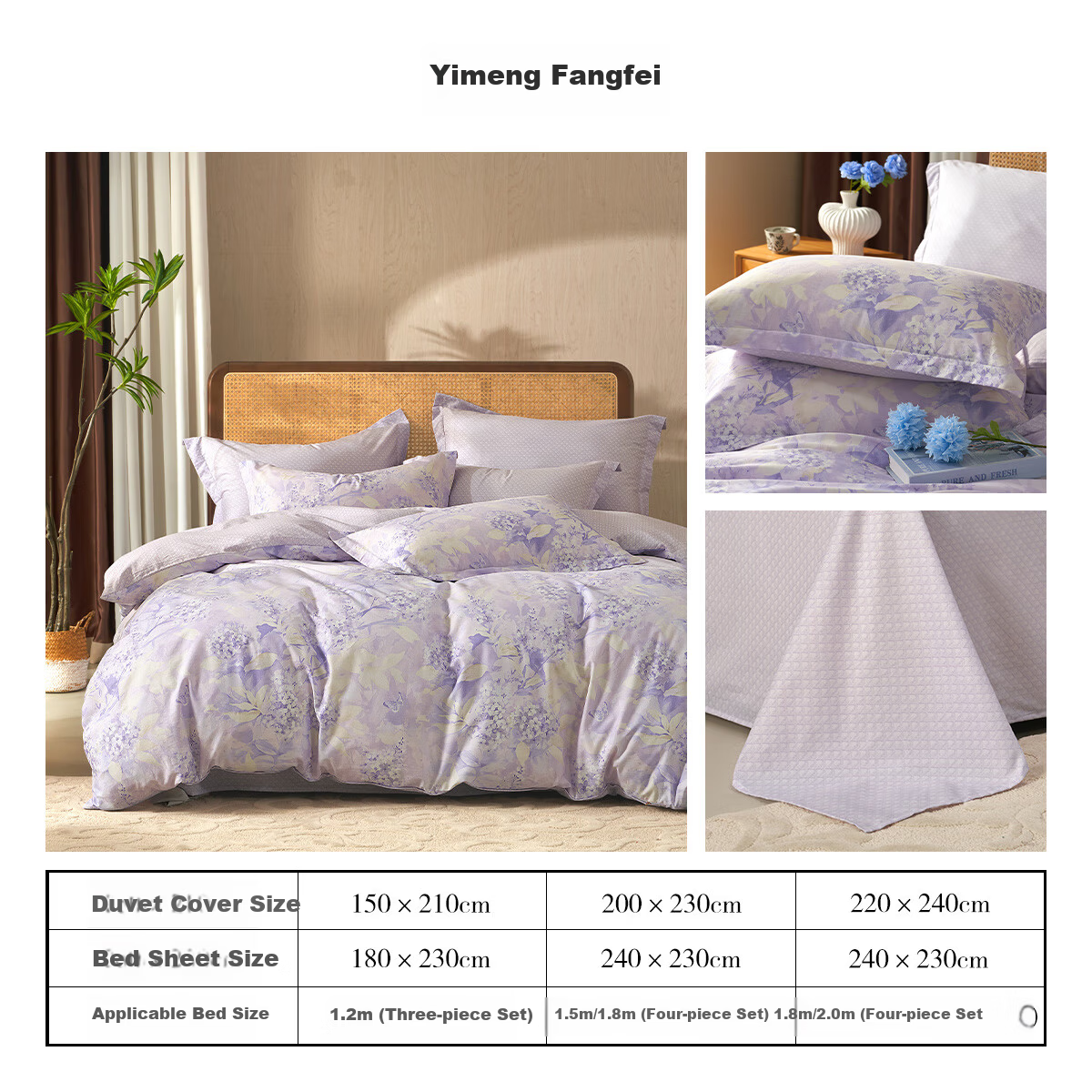 Bellece Mercury Home Textile 3-Piece Set 100% Cotton Duvet Cover Single 1.2m Bed Student Dormitory Back to School Season
