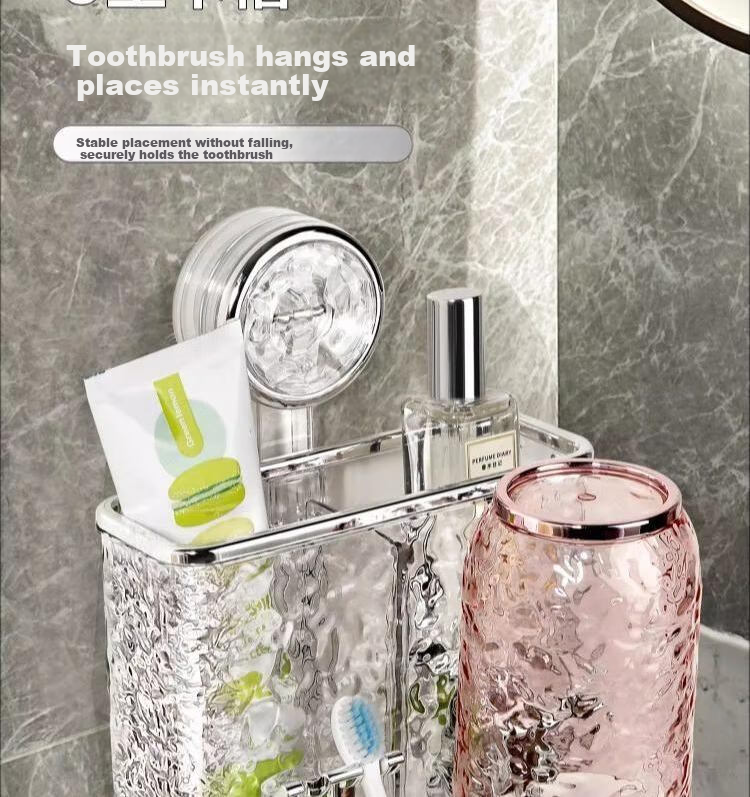 Jialifang Suction Cup Toothbrush Holder Wall-Mounted No Drilling Required with Handle Colorful Four-Cup Desig 10