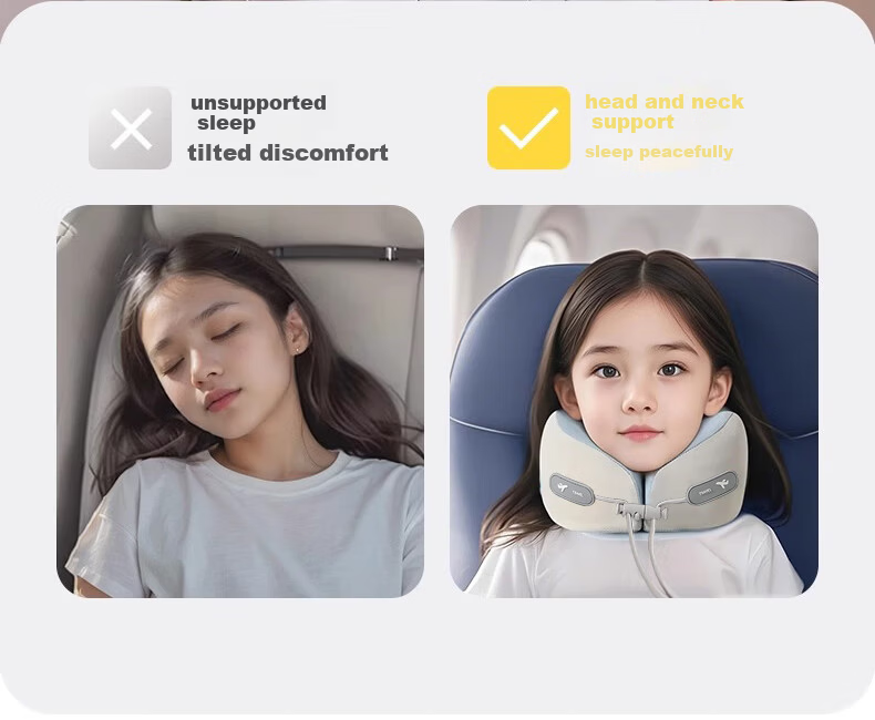 Ousen Kids U-Shaped Travel Neck Pillow Memory Foam Baby Car High-Speed Train Airplane Sleep Neck Support Cushion 4
