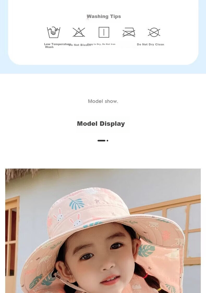 HAOGUAN Kids Sun Hat Summer Sunshade Cap Boys Girls Baby Beach Hat Wide Brim UV Protection 8