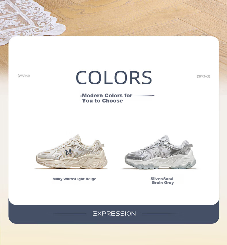 CAMEL Galaxy 3rd Generation Women's Sports Breathable Casual Thick-Soled Dad Shoes K26BX5L3024 Off-White/Light Beige Size 38 6