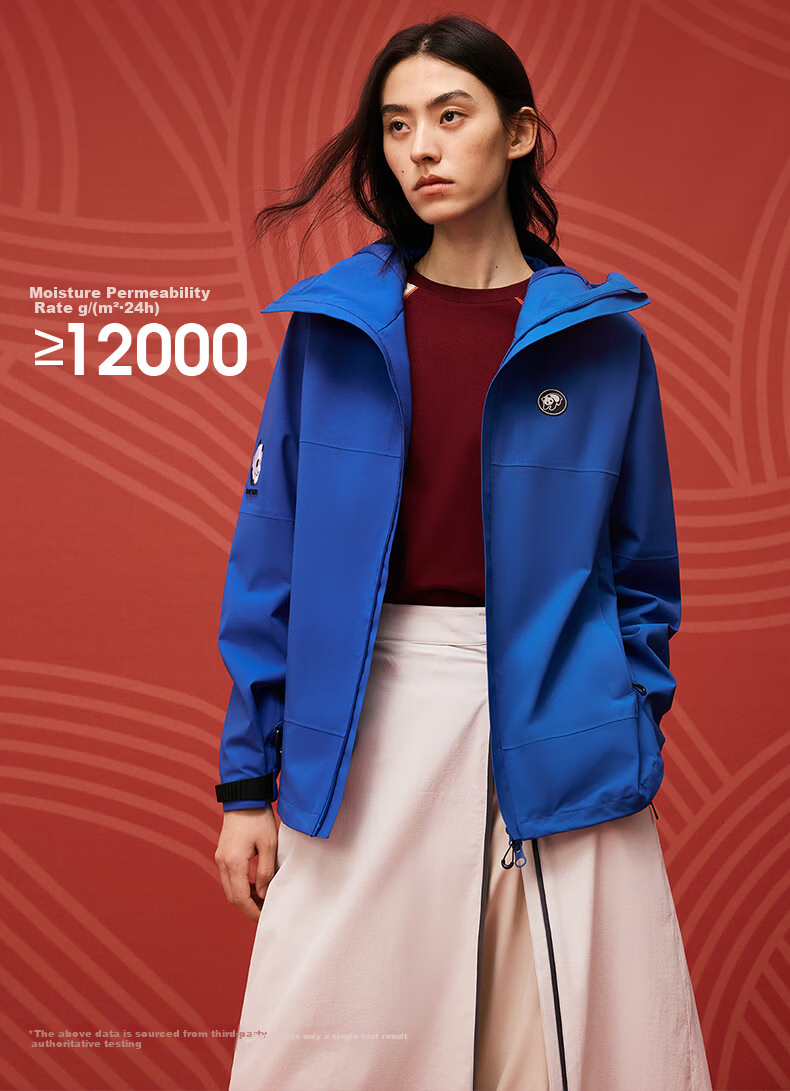 CAMEL Shu Embroidery Blue New Year Series Panda Softshell Jacket Unisex A34BA4L6169Q6 Classic Blue L 8