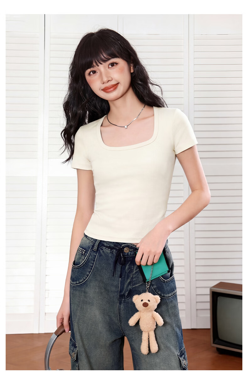 TonLion Women's Square Neck Slim Fit High Elasticity Sexy Camisole Vest Top Slimming Layering Shirt 15