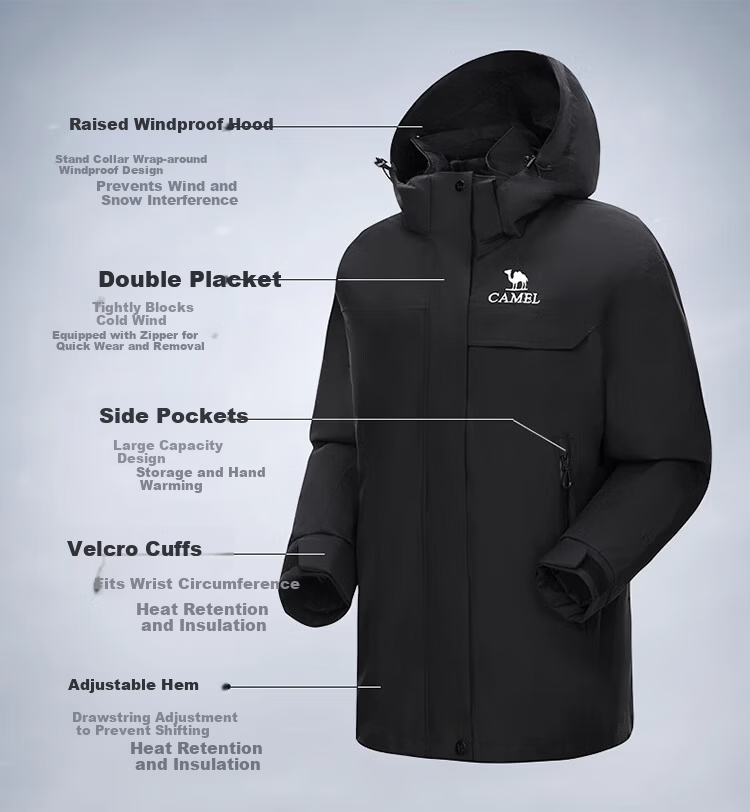 CAMEL Outdoor Waterproof Jacket, Triple Protection Goose Down, Cold-Resistant And Warm Three-In down Coat for Men, A14CF03675 10