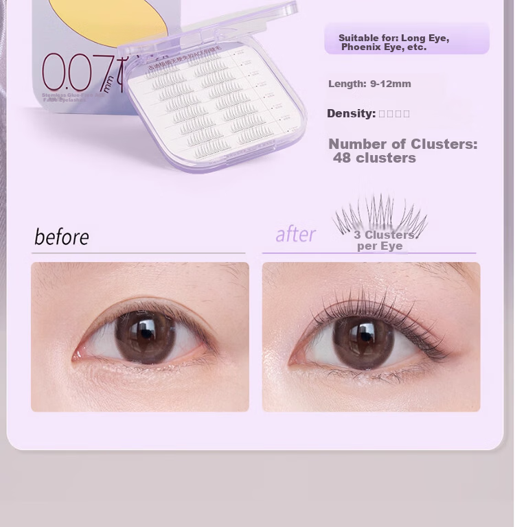 Goood Glue-Free 64-Cluster Ultra-Fine Korean Style Girl Group False Eyelashes, Individually Defined, Glue-Free Self-Adhesive, Formaldehyde-Free, Ultra-Natural Simulation 8