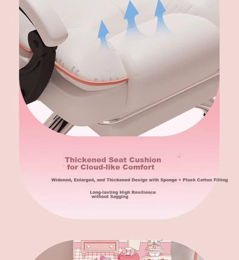 Qianxihuafu Computer Chair Gaming Chair for Women's Bedroom Home Use Comfortable Ergonomic Chair with Backrest for Long Sitting, Pure Gray 22