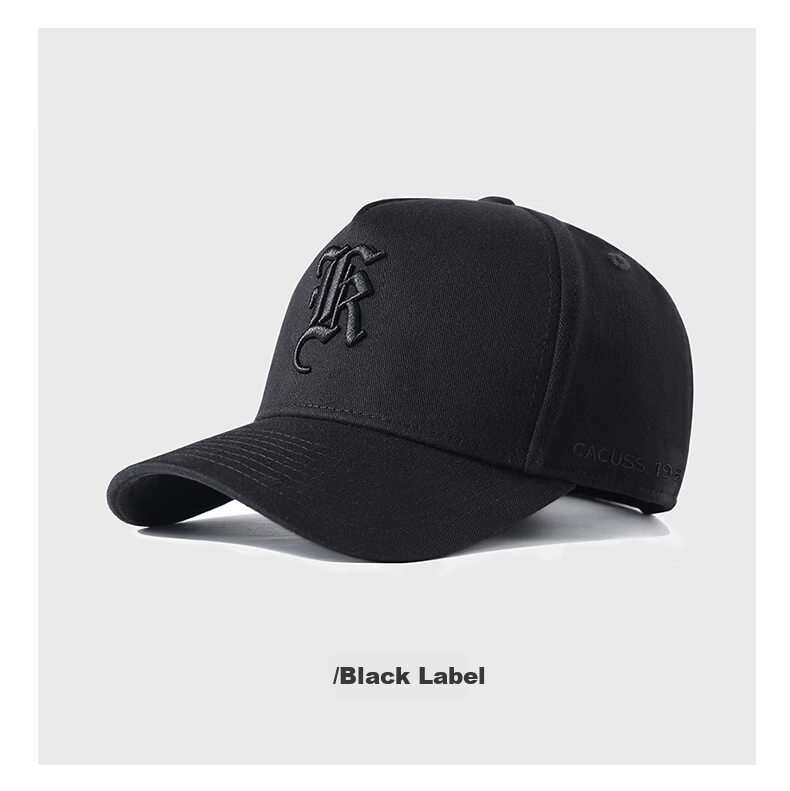 CACUSS Men's Four-Season Large Head Baseball Cap Outdoor Sunshade Fashion Duckbill Hat Black Silver Large Size 5