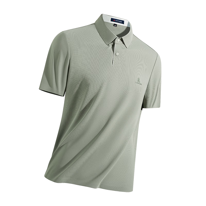 MONTAGUT Short-Sleeve Polo Shirt for Men, Breathable Cloud-Like Comfort, Suitable for Young And Middle-Aged Business Commute Casual T-Shirt, Rock Shell Green, 3XL/56