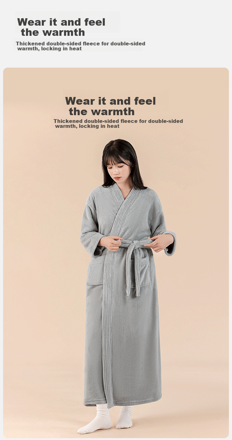 Sanli New Autumn Winter Home Bathrobe Women Milk Velvet Men Couple Pajama Set Extended Thickened Robe 185cm 9