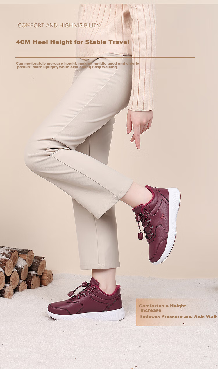 Red Dragonfly Women's Walking Shoes Autumn Winter Fleece Lightweight Breathable Casual Cotton Shoes EXC451011 Wine Red Size 35 7