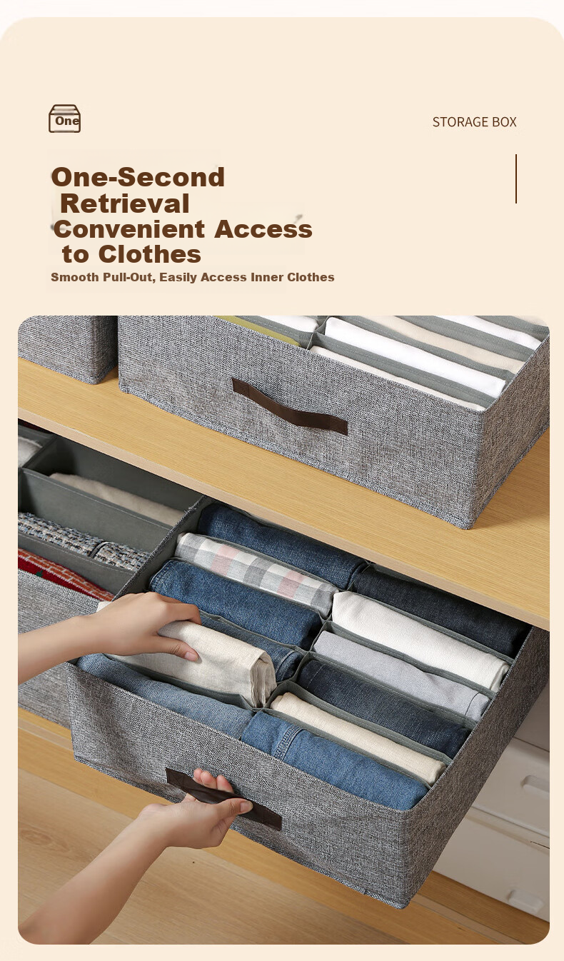 40,000 Kilometers Foldable Double-Row Divider Clothes Storage Box Underwear Drawer Dustproof Pants Organizer Box for Home 4