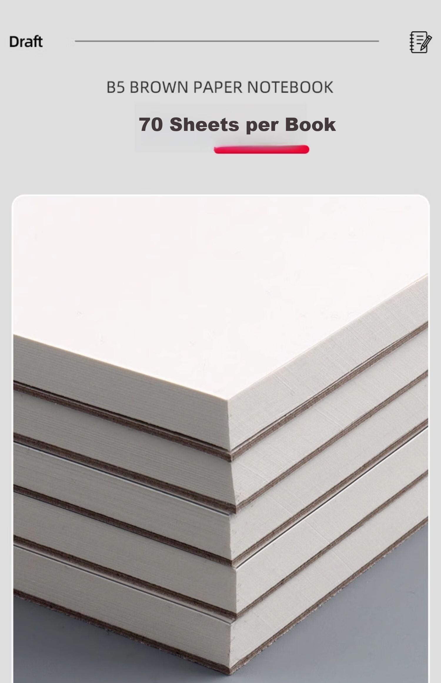 M&G A6 Kraft Paper Notebook Blank PP 70 Sheets 5-Pack GA6760D 5